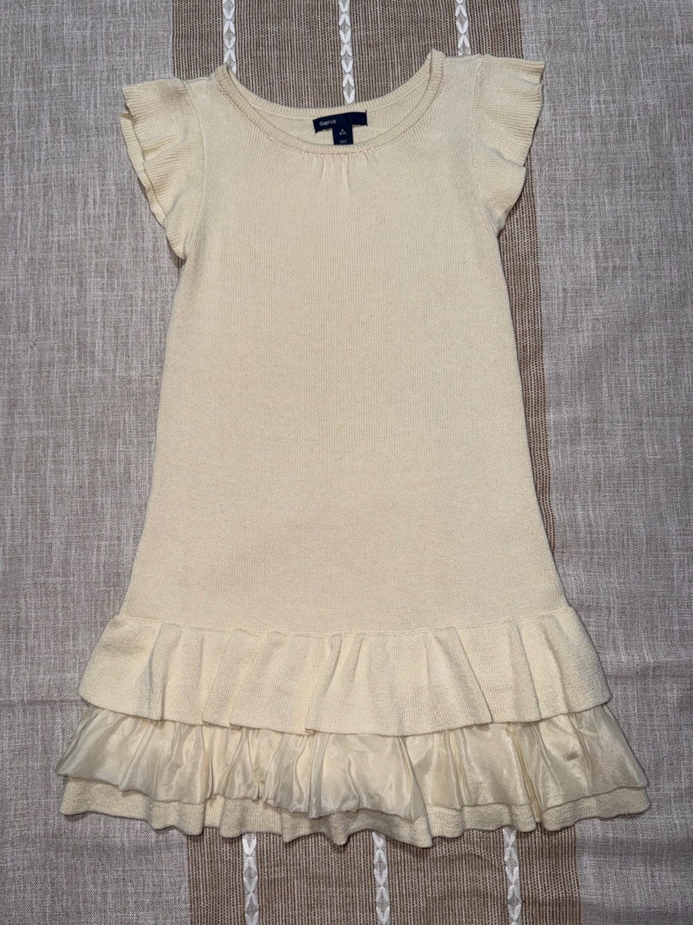 GAP Cream Knit Ruffle-Hem Girls Dress